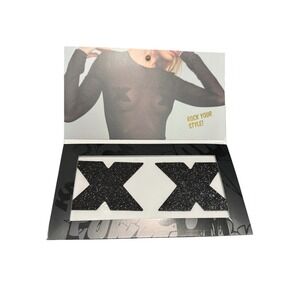 Bijoux Indiscrets Flash Black Glitter Cross Nipple Cover Pasties X-Shape
